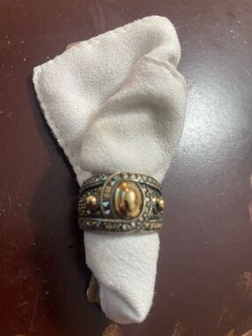 Judith jack marcacite sterling silver and gold accent ring size 8
